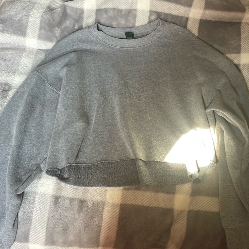 plain cropped grey crewneck